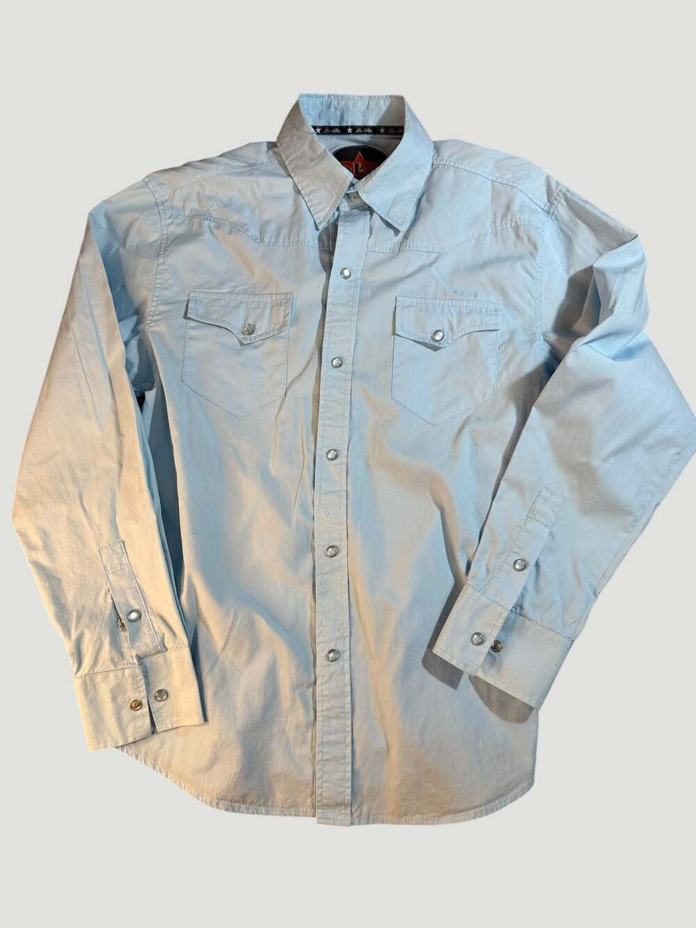 Los Altos Men's Light Blue 100% Cotton Pearl Snap Western Shirt Size L